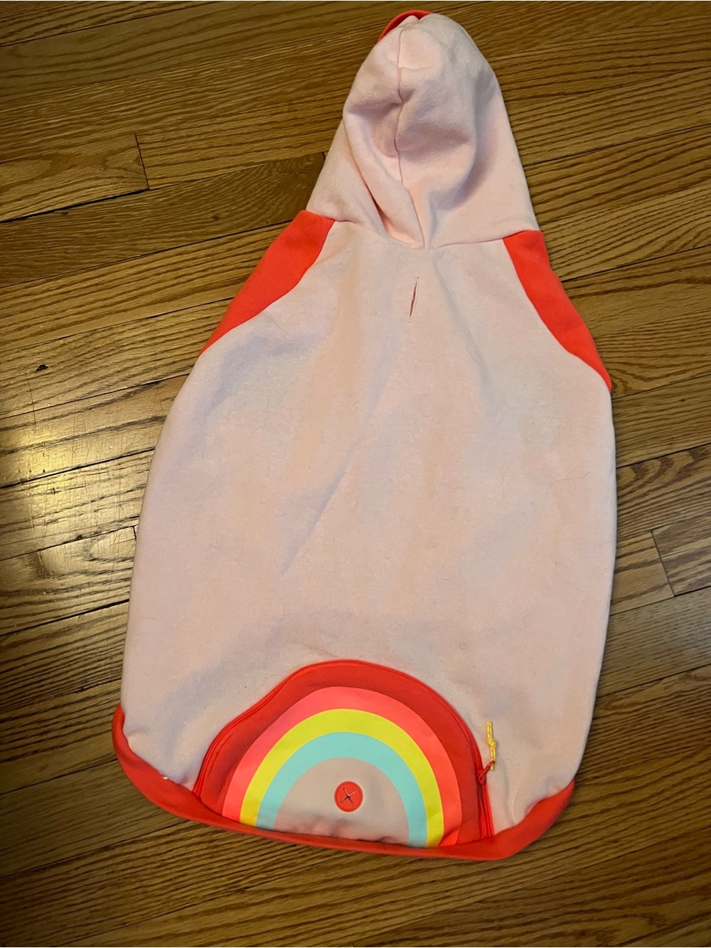 Large Doggie 🐶 Rainbow Hoodie Cover in Light Pink and Coral